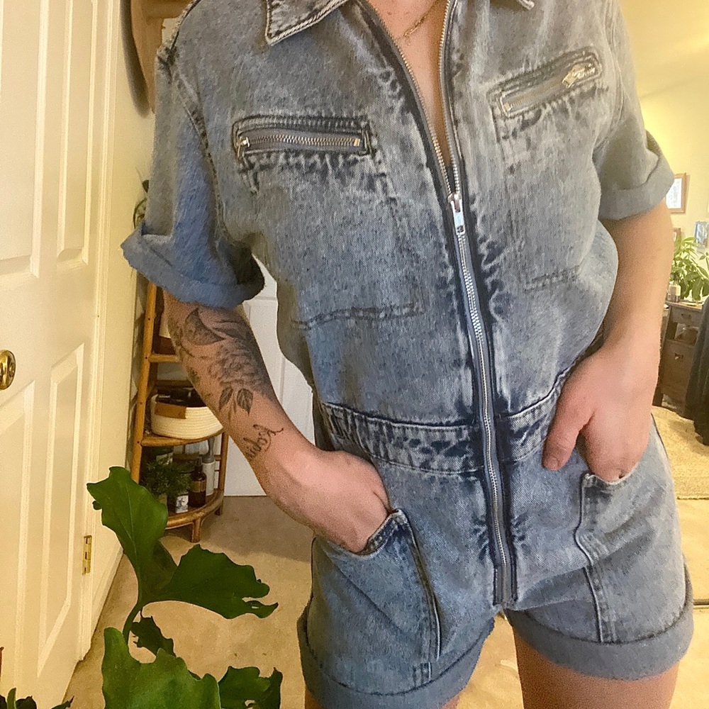 Mango: Denim romper/jumpsuit